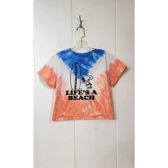 Peanuts Snoopy Life's A Beach Tie Dye Cropped T Shirt - Picture 5 of 5
